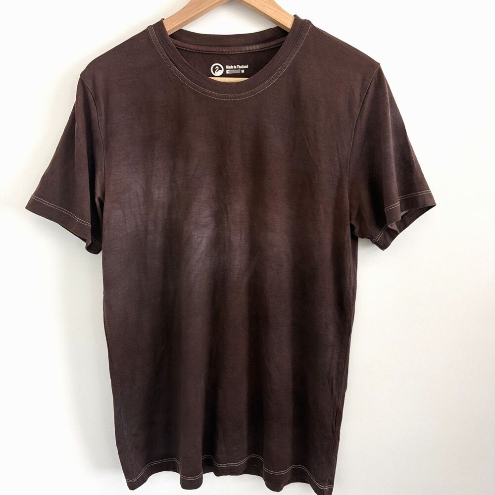 Outlier Mens Sz M 100% Merino Wool Micron T-Shirt Brown Dip Dyed Outdoor Hiking